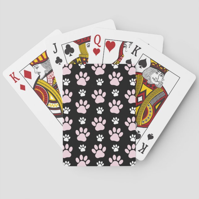 Pattern Of Paws, Pink Paws, Dog Paws, Animal Paws Poker Cards (Back)