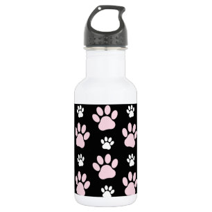 Pattern Of Paws, Pink Paws, Dog Paws, Animal Paws Stainless Steel Water Bottle