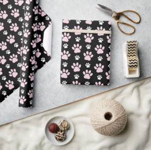 Pattern Of Paws, Pink Paws, Dog Paws, Animal Paws Wrapping Paper