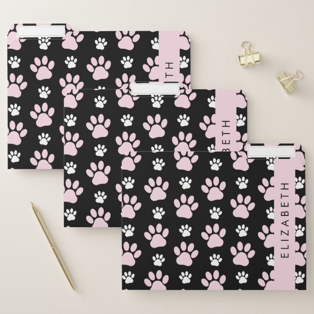 Pattern Of Paws, Pink Paws, Dog Paws, Your Name File Folder (Set)