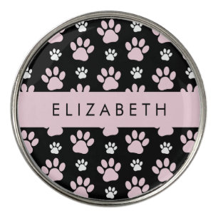 Pattern Of Paws, Pink Paws, Dog Paws, Your Name Golf Ball Marker