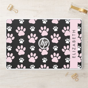 Pattern Of Paws, Pink Paws, Dog Paws, Your Name HP Laptop Skin