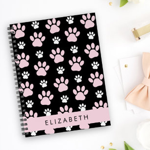 Pattern Of Paws, Pink Paws, Dog Paws, Your Name Notebook