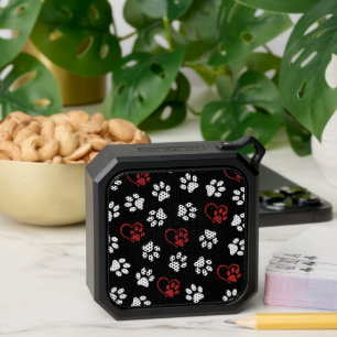 Pattern Of Paws, White Paws, Red Paws, Hearts Bluetooth Speaker