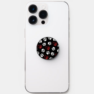 Pattern Of Paws, White Paws, Red Paws, Hearts PopSocket