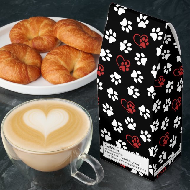 Pattern Of Paws, White Paws, Red Paws, Hearts Roasted Coffee (Breakfast)