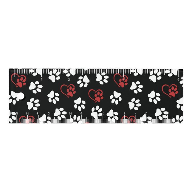 Pattern Of Paws, White Paws, Red Paws, Hearts Ruler (Front)