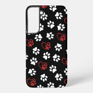 Pattern Of Paws, White Paws, Red Paws, Hearts Samsung Galaxy S22+ Case