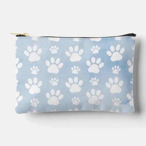 Pattern Of Paws White Paws Watercolors Blue Accessory Pouch