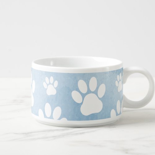 Pattern Of Paws White Paws Watercolors Blue Bowl