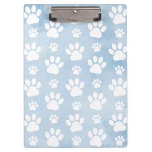 Pattern Of Paws, White Paws, Watercolors, Blue Clipboard