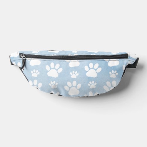 Pattern Of Paws White Paws Watercolors Blue Fanny Pack