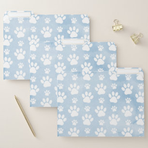 Pattern Of Paws, White Paws, Watercolors, Blue File Folder