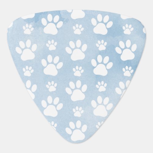 Pattern Of Paws White Paws Watercolors Blue Guitar Pick