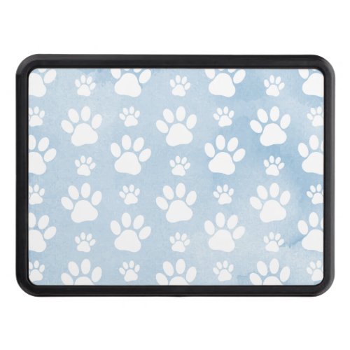 Pattern Of Paws White Paws Watercolors Blue Hitch Cover