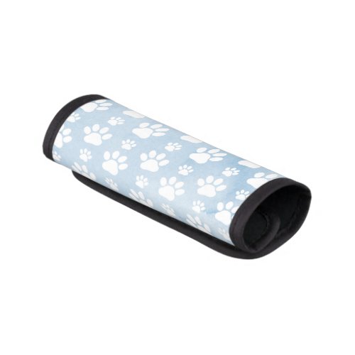 Pattern Of Paws White Paws Watercolors Blue Luggage Handle Wrap