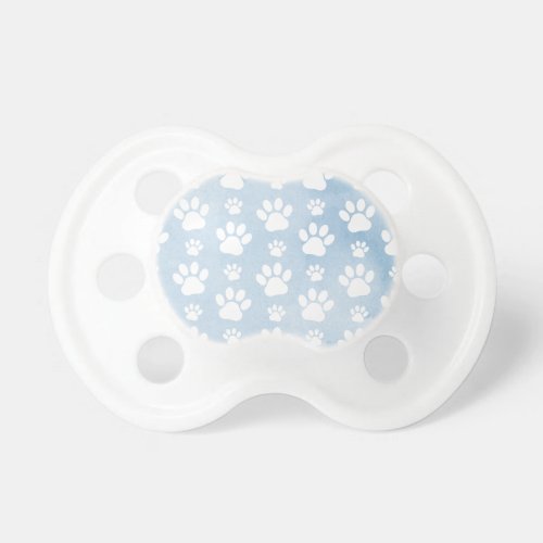 Pattern Of Paws White Paws Watercolors Blue Pacifier