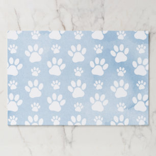 Pattern Of Paws, White Paws, Watercolors, Blue Paper Pad