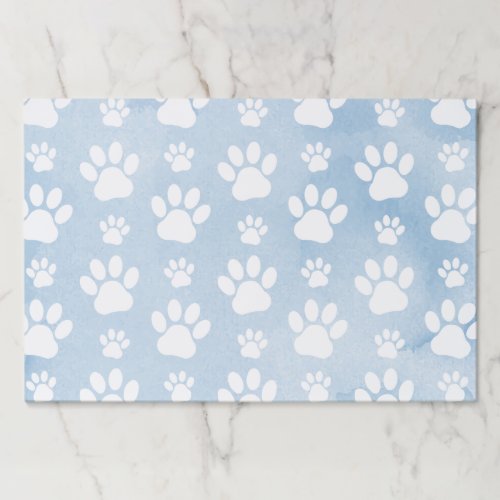 Pattern Of Paws White Paws Watercolors Blue Paper Pad