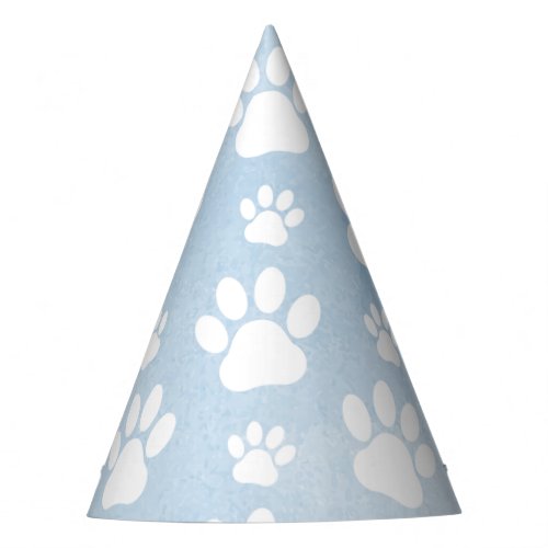 Pattern Of Paws White Paws Watercolors Blue Party Hat