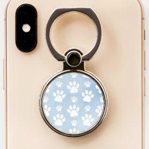 Pattern Of Paws, White Paws, Watercolors, Blue Phone Ring Stand
