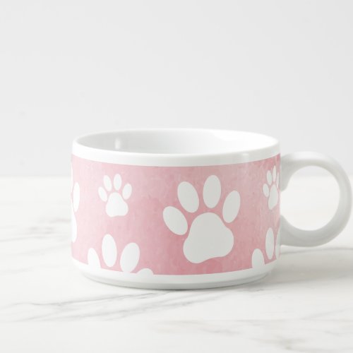 Pattern Of Paws White Paws Watercolors Pink Bowl