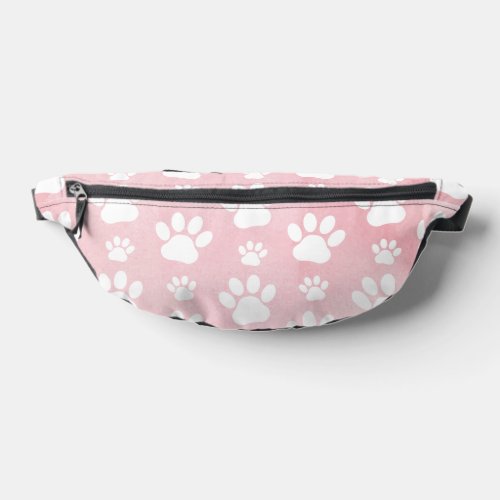 Pattern Of Paws White Paws Watercolors Pink Fanny Pack