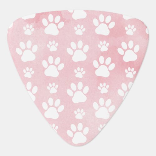 Pattern Of Paws White Paws Watercolors Pink Guitar Pick