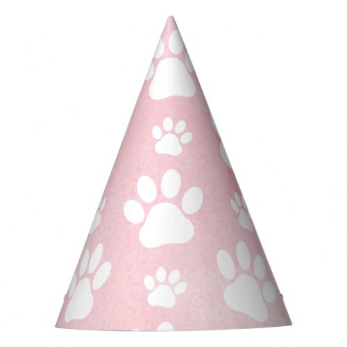 Pattern Of Paws White Paws Watercolors Pink Party Hat