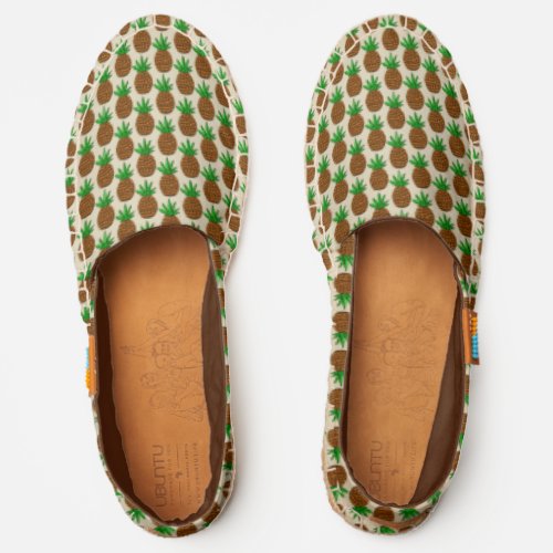 Pattern Of Pineapple Fruit Of Brown Green Colors Espadrilles