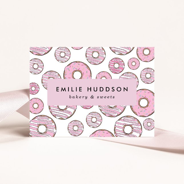 Pattern Of Pink Donuts, Cake Shop, Pastry Shop Business Card (Creator Uploaded)