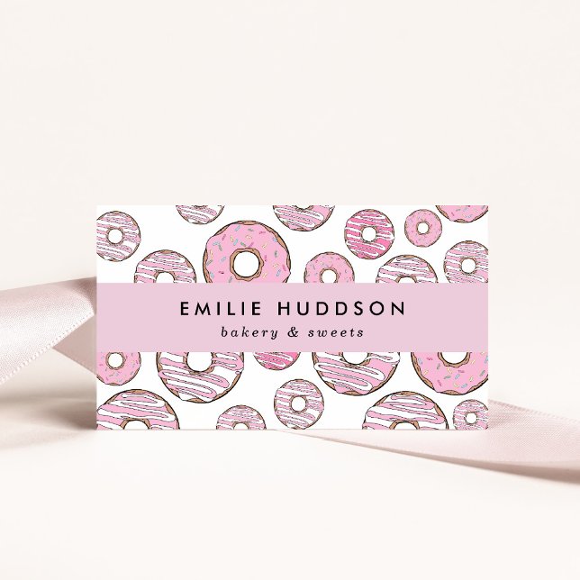 Pattern Of Pink Donuts, Cake Shop, Pastry Shop Business Card (Creator Uploaded)
