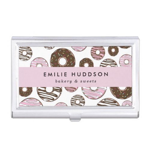 Pattern Of Pink Donuts Cake Shop Pastry Shop Business Card Case
