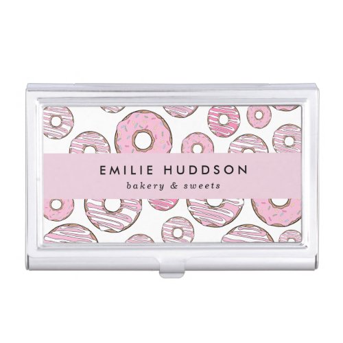 Pattern Of Pink Donuts Cake Shop Pastry Shop Business Card Case