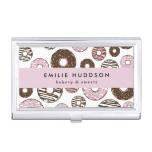Pattern Of Pink Donuts, Cake Shop, Pastry Shop Business Card Case