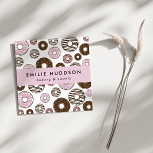 Pattern Of Pink Donuts, Cake Shop, Pastry Shop Square Business Card