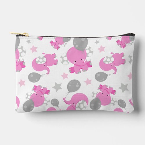 Pattern Of Pink Elephants Cute Elephants Stars Accessory Pouch