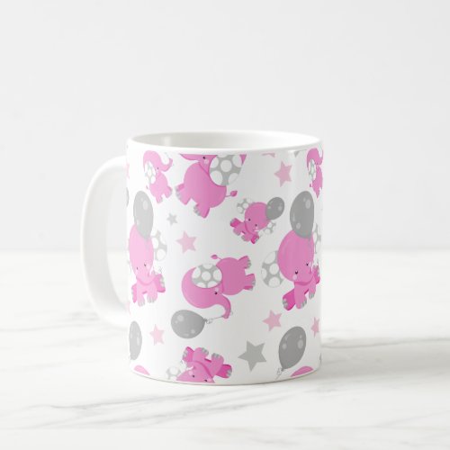 Pattern Of Pink Elephants Cute Elephants Stars Coffee Mug