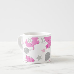 Pattern Of Pink Elephants, Cute Elephants, Stars Espresso Cup