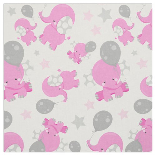 Pattern Of Pink Elephants Cute Elephants Stars Fabric