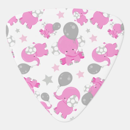 Pattern Of Pink Elephants Cute Elephants Stars Guitar Pick