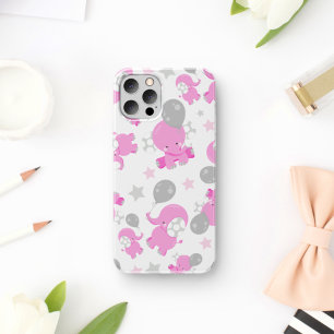 Pattern Of Pink Elephants, Cute Elephants, Stars iPhone 17 Case