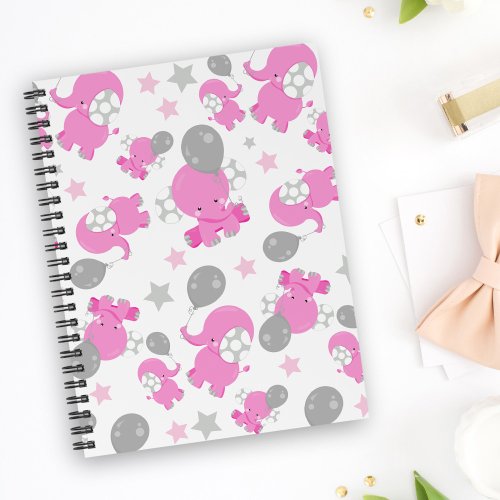 Pattern Of Pink Elephants Cute Elephants Stars Notebook