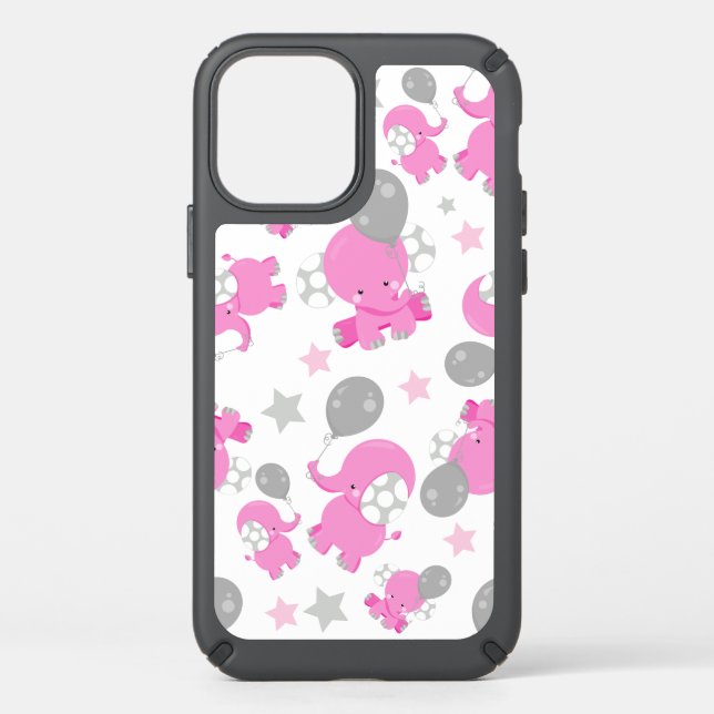 Pattern Of Pink Elephants, Cute Elephants, Stars Speck iPhone 12 Case (Front)