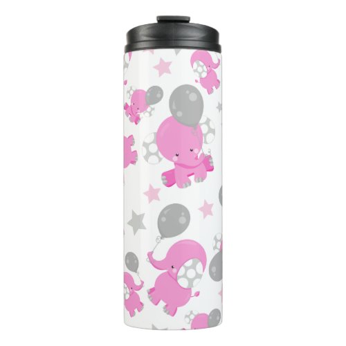 Pattern Of Pink Elephants Cute Elephants Stars Thermal Tumbler