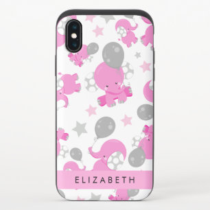 Pattern Of Pink Elephants, Stars, Your Name iPhone X Slider Case