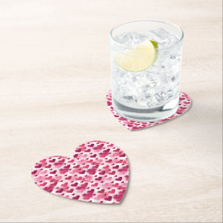 Pattern Of Pink Hearts Paper Coaster