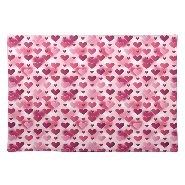 Pattern Of Pink Hearts - Valentine's Day Theme Cloth Placemat (Front)