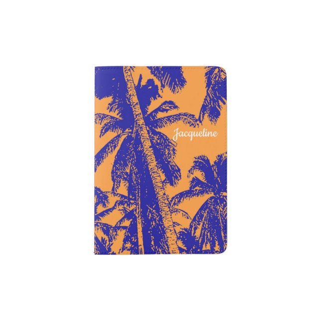 Pattern of Posterised Palm Trees Design Passport Holder (Front)
