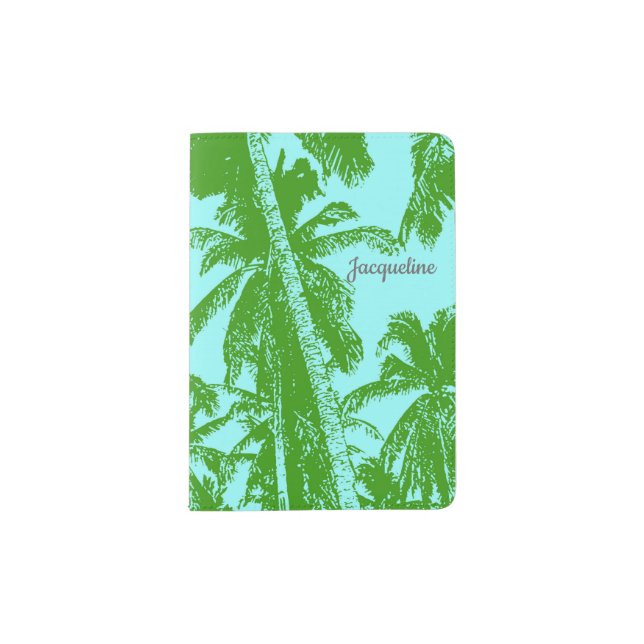 Pattern of Posterised Palm Trees Design Passport Holder (Front)